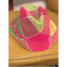 NEW Uncle Charlie Plaid Summer Spring Hot Pink Yellow Green Trilby Fedora Hat  eb-98303471